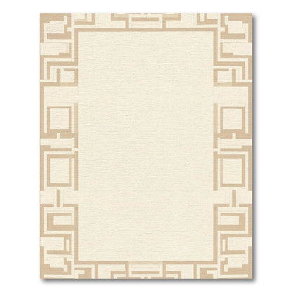 Geometric Ecru Labyrinth Border Rug