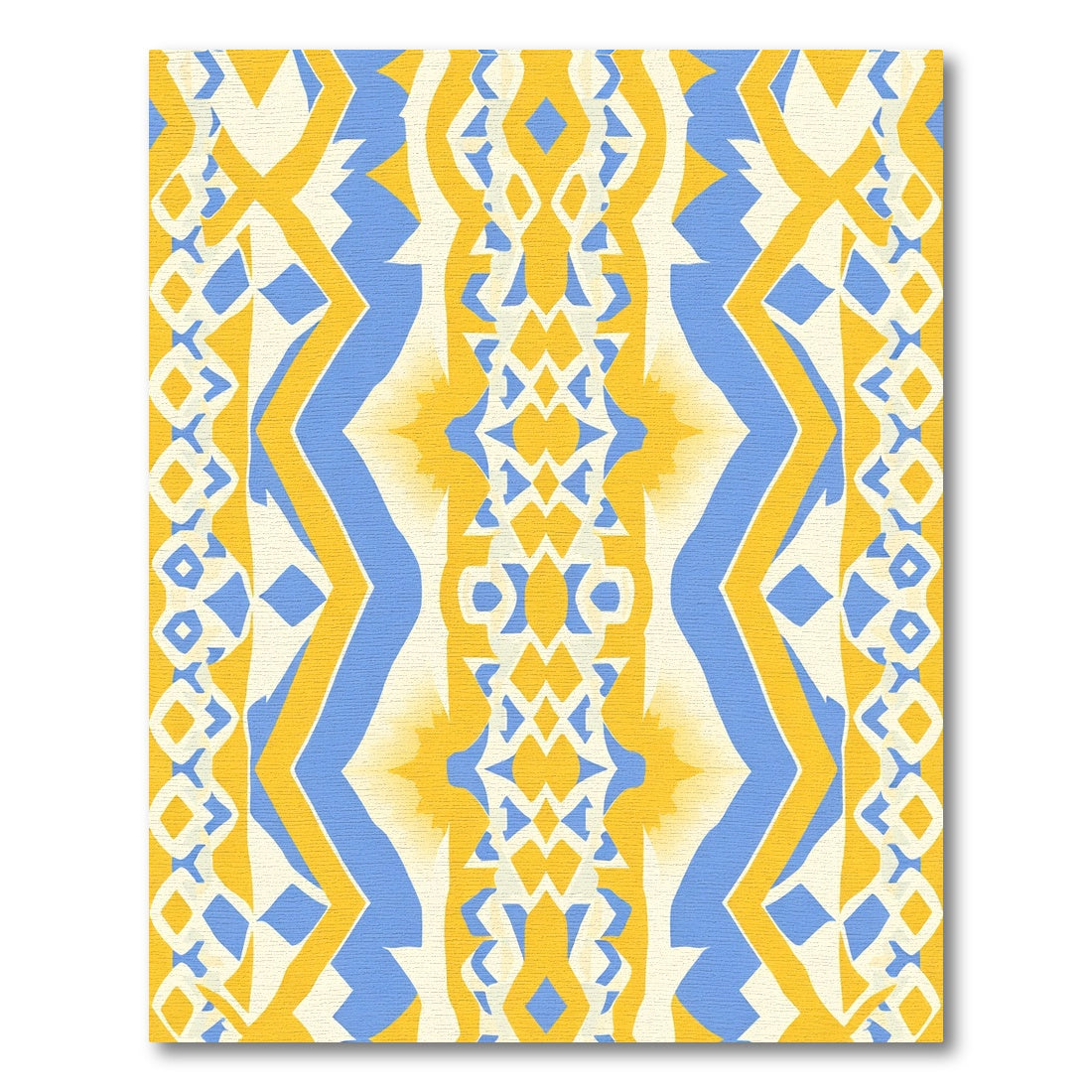 Yellow Blue Cream Geometric Tribal Rug