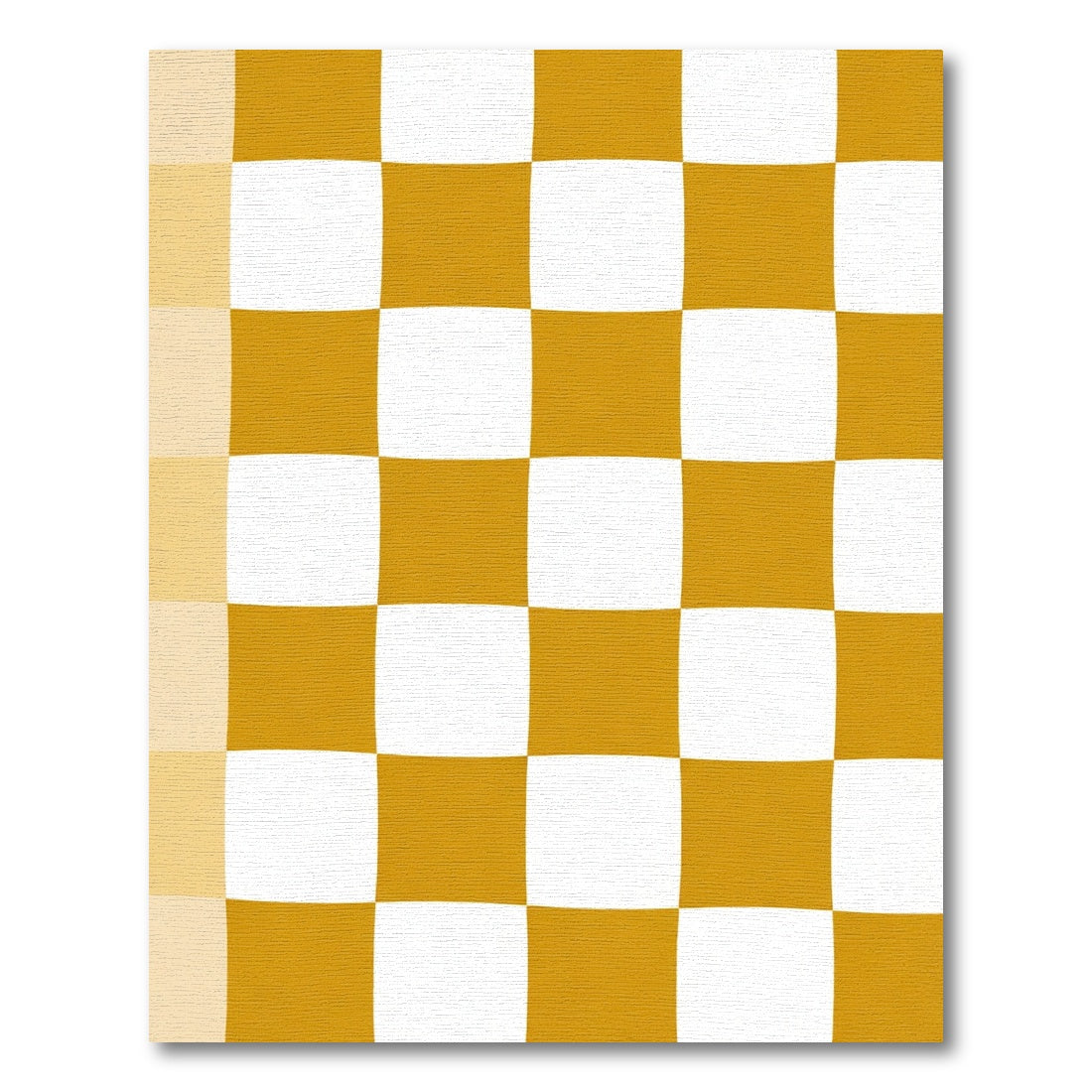 Golden White Checkerboard Squares Rug