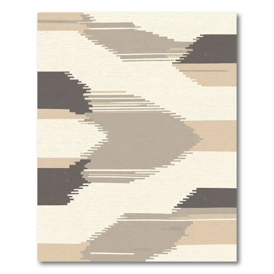 Earthy Tone Geometric Abstract Stripes Rug