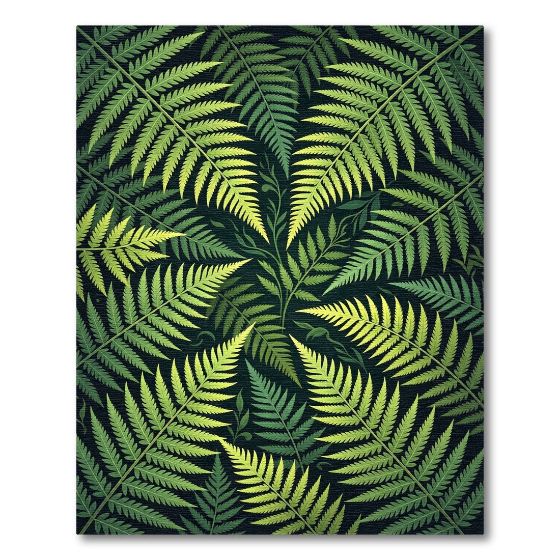 Green Fern Art Nouveau Foliage Rug