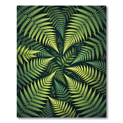 Green Fern Art Nouveau Foliage Rug