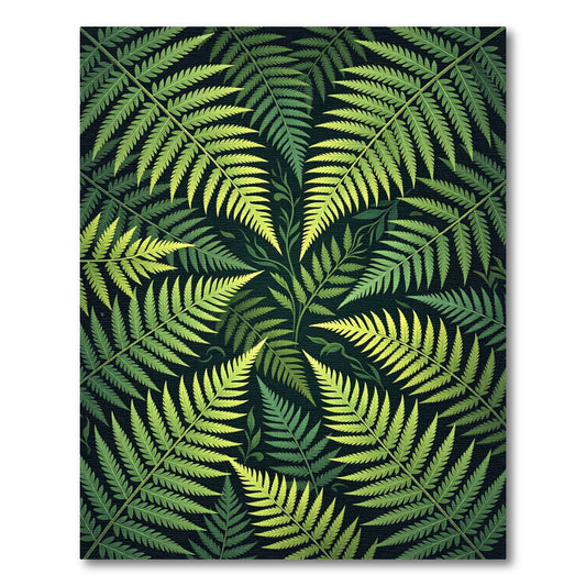 Green Fern Art Nouveau Foliage Rug