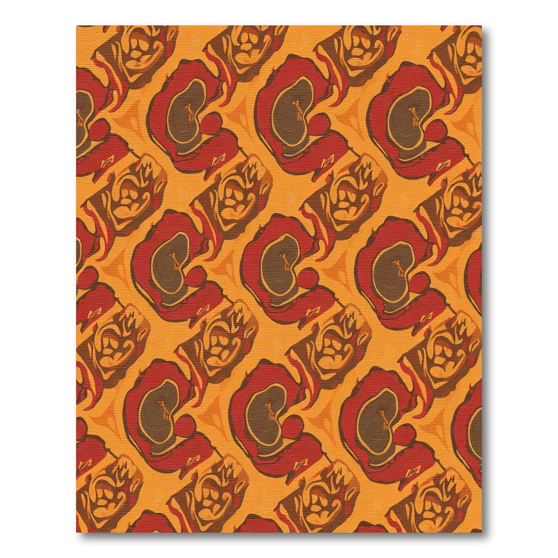 Crimson Ochre Swirl Organic Rug