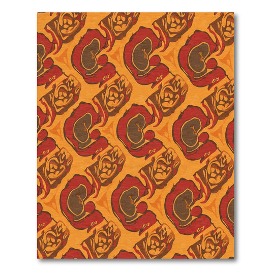Crimson Ochre Swirl Organic Rug