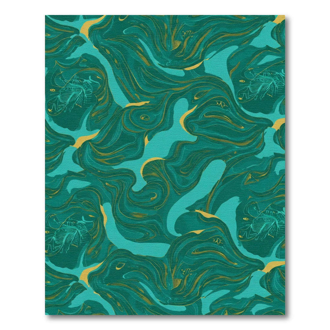 Teal Gold Swirling Marble Abstract Rug