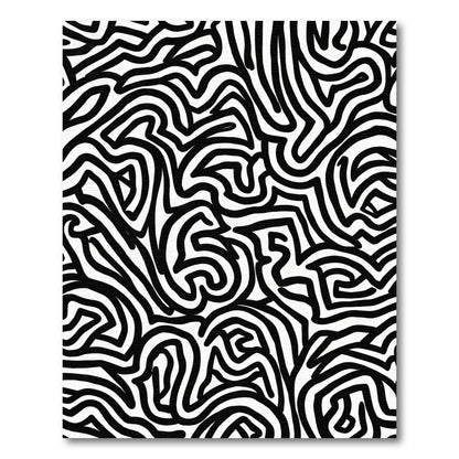 Bold Black White Maze Lines Rug