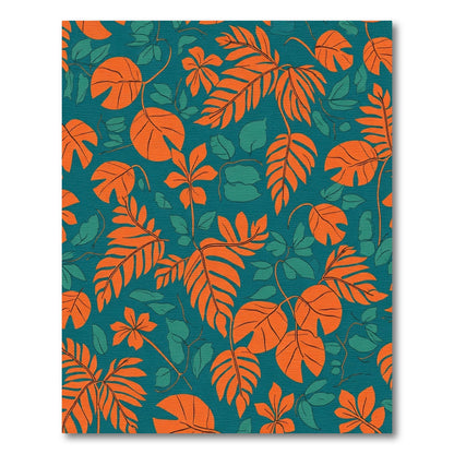 Vibrant Orange Leafy Vine Rug