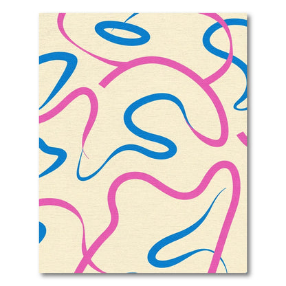 Blue Pink Wavy Swirl Rug