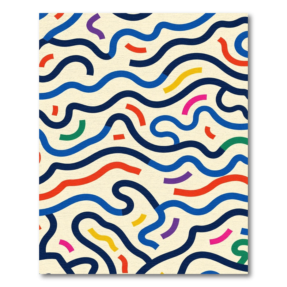 Vibrant Wavy Lines Abstract Composition Rug