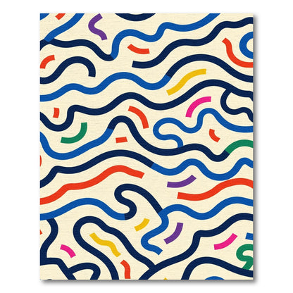 Vibrant Wavy Lines Abstract Composition Rug