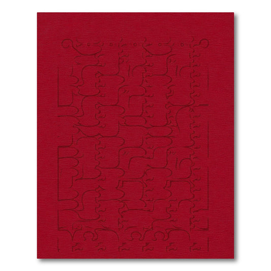 Crimson Abstract Human Profile Arrangement Rug