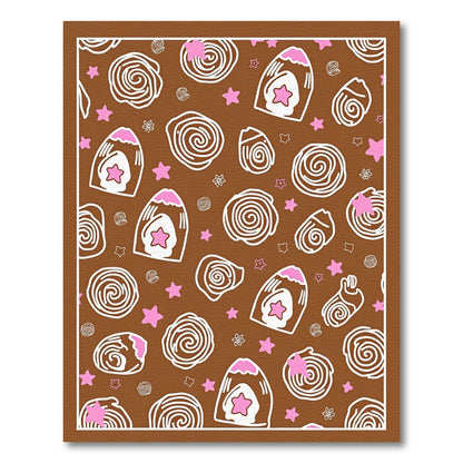 Sweet Pink Chocolate Cookie Stars Rug