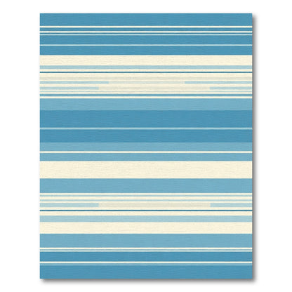 Blue Cream Tonal Striped Rug