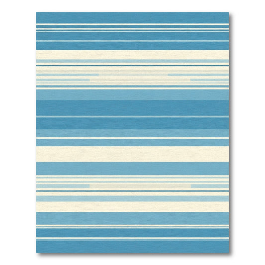 Blue Cream Tonal Striped Rug