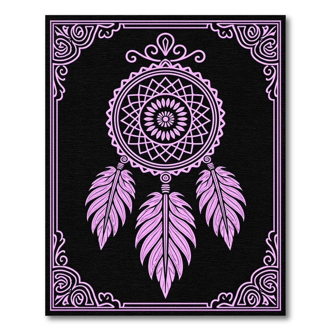 Pink Feather Dreamcatcher Mandala Rug