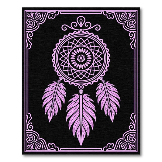 Pink Feather Dreamcatcher Mandala Rug
