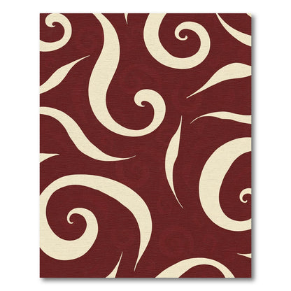 Crimson Swirl Scrollwork Rug