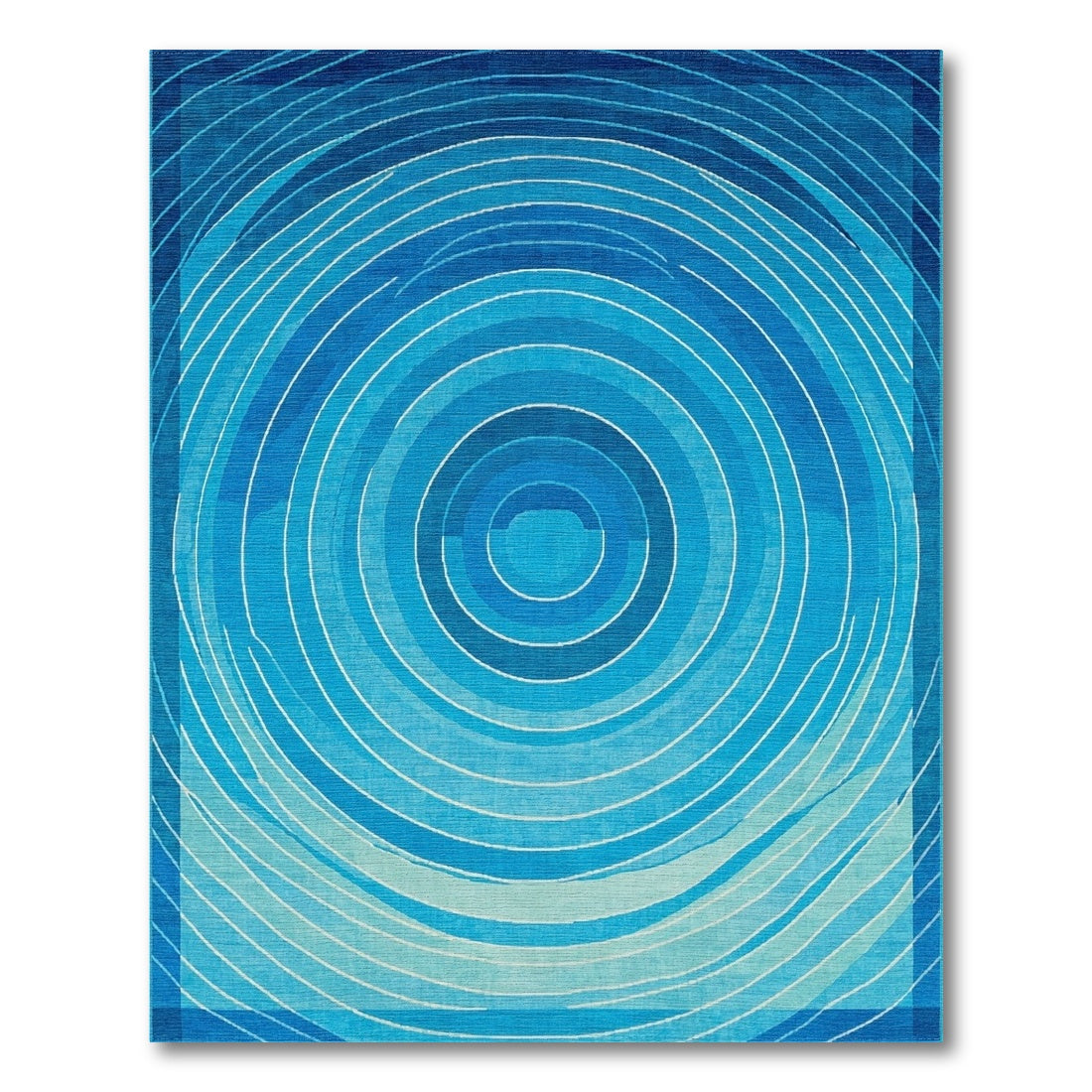 Blue Concentric Circles Abstract Rug