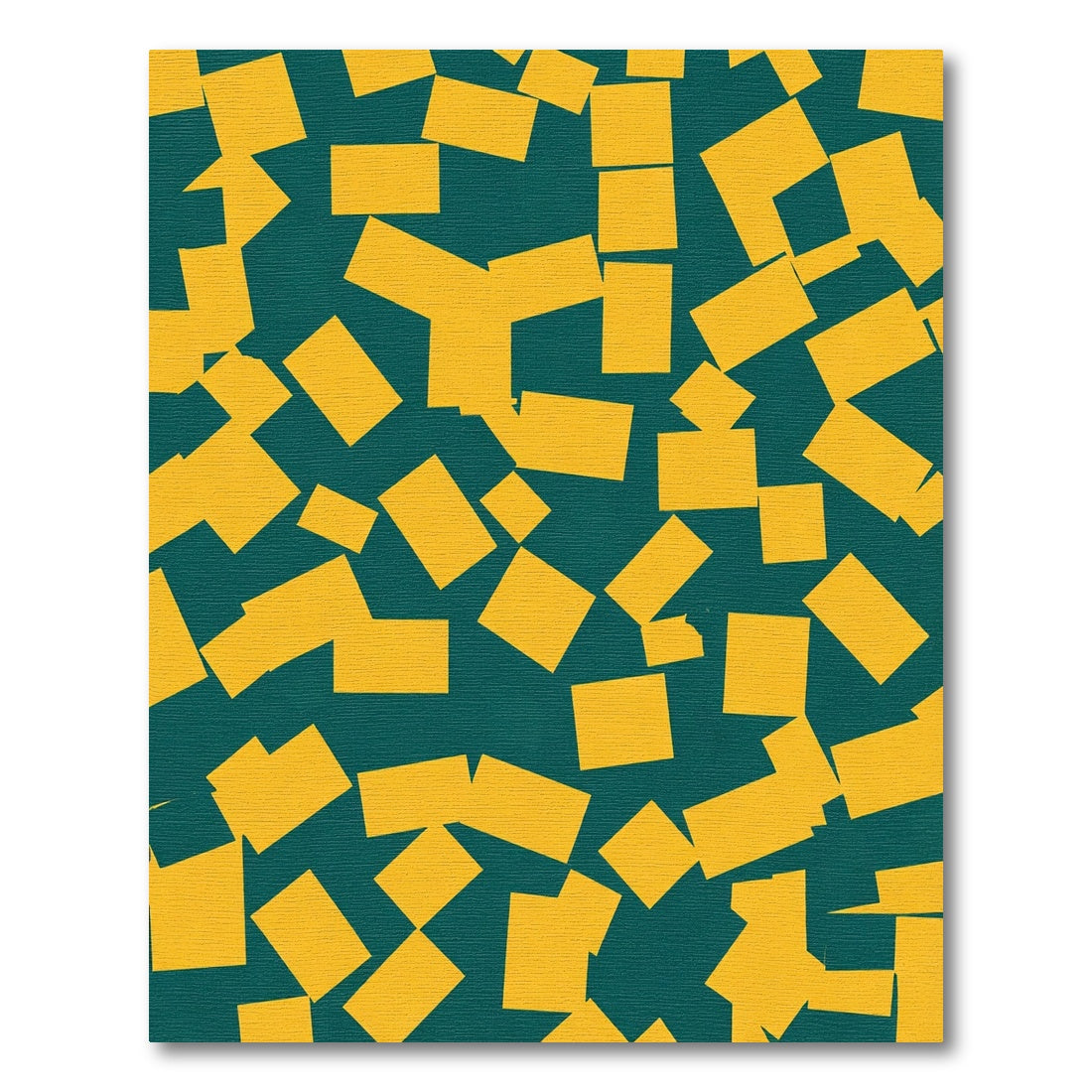 Yellow Geometric Fragments Teal Background Rug