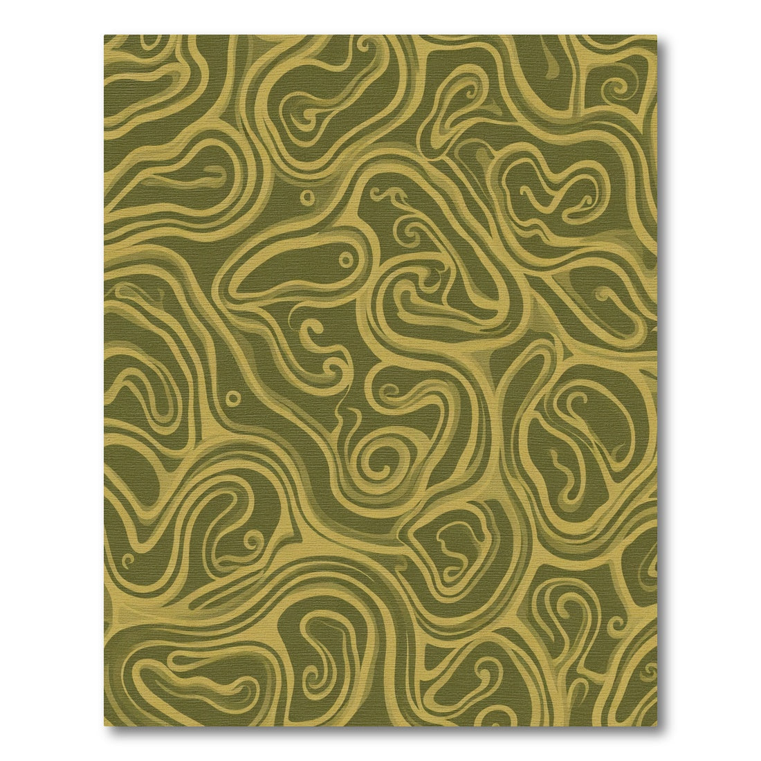 Olive Swirl Abstract Flow Rug