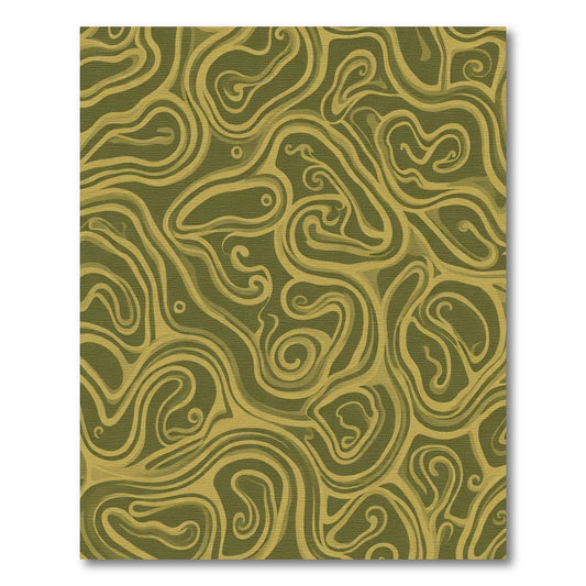 Olive Swirl Abstract Flow Rug