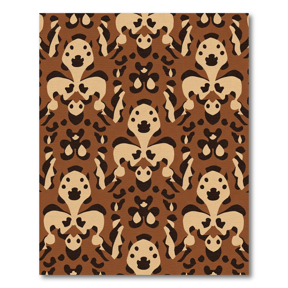 Brown Beige Abstract Portrait Medallion Rug