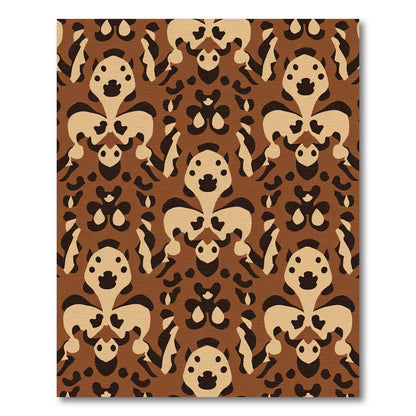 Brown Beige Abstract Portrait Medallion Rug