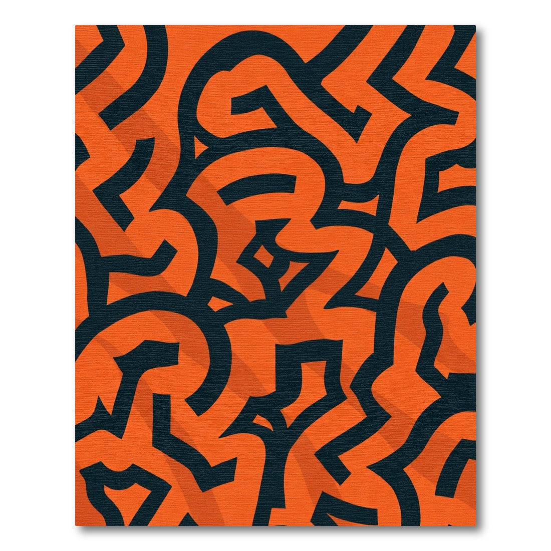 Bold Orange Abstract Interlocking Waves Rug