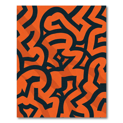 Bold Orange Abstract Interlocking Waves Rug