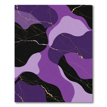 Purple Black Gold Marble Waves Rug
