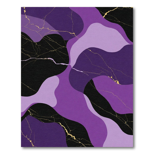 Purple Black Gold Marble Waves Rug