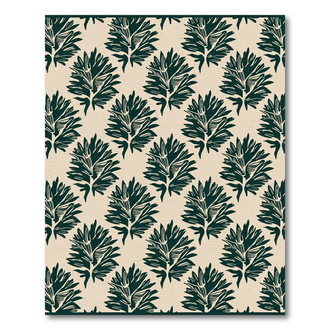 Deep Teal Fern Allover Repeat Rug