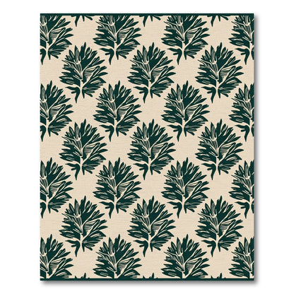 Deep Teal Fern Allover Repeat Rug