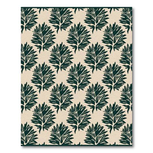 Deep Teal Fern Allover Repeat Rug