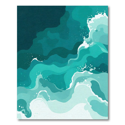 Deep Teal Ocean Wave Splash Rug