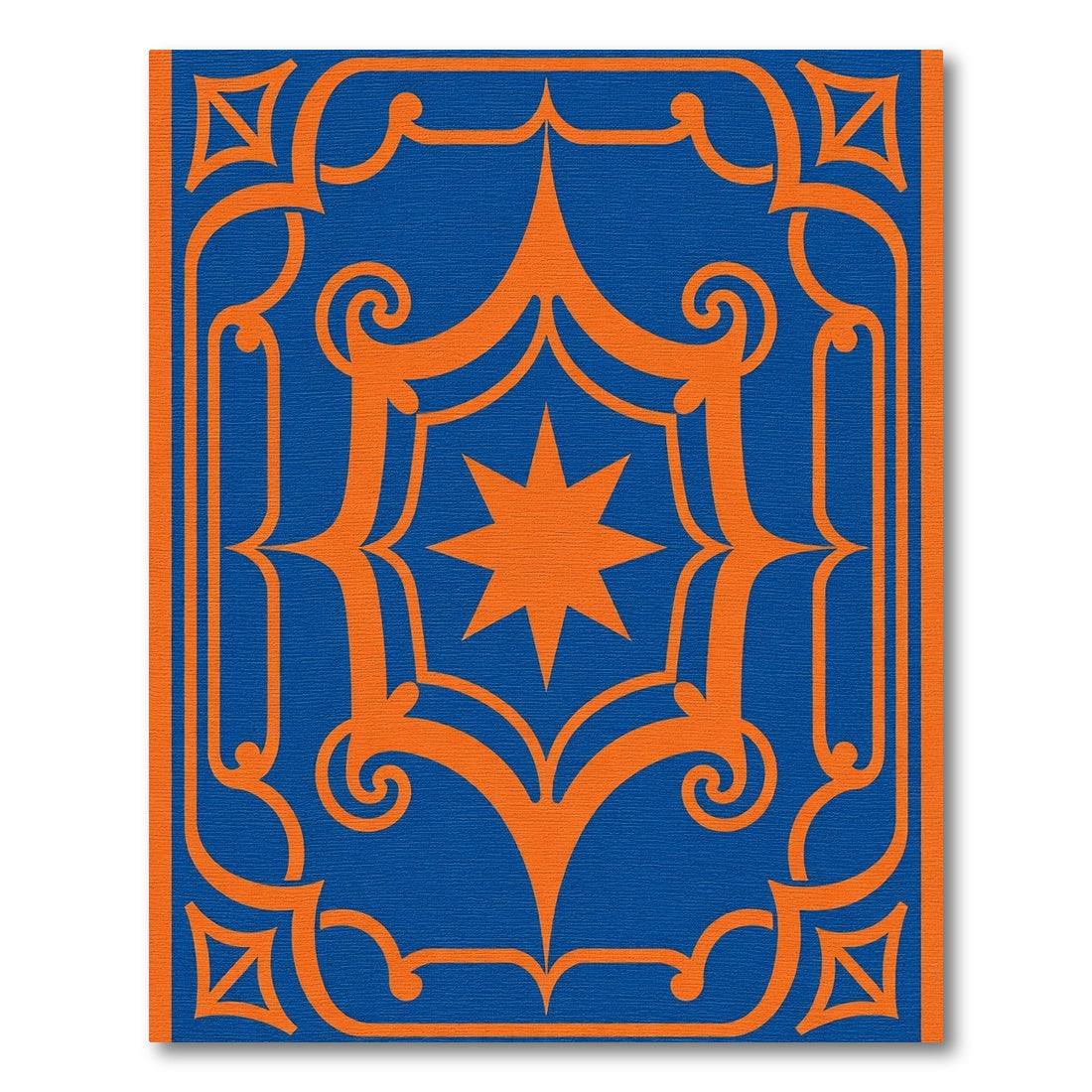 Bold Blue Orange Star Frame Rug