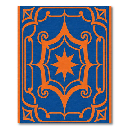 Bold Blue Orange Star Frame Rug