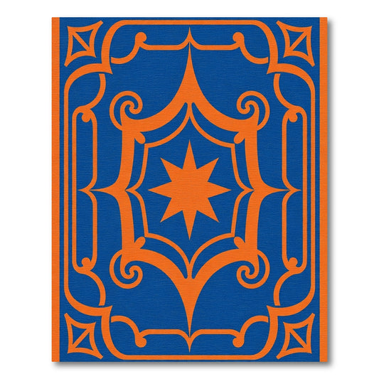 Bold Blue Orange Star Frame Rug