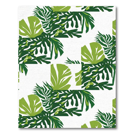 Lush Green Tropical Leaf Collage Rug