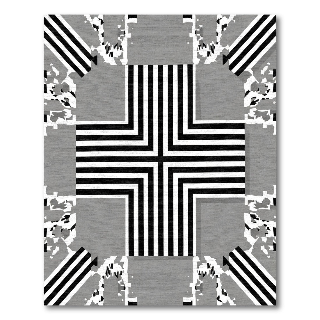 Monochrome Geometric Corner Squares Rug