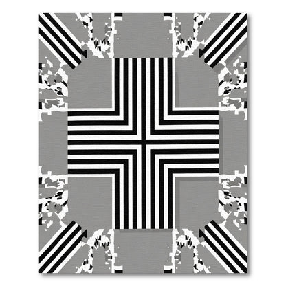 Monochrome Geometric Corner Squares Rug