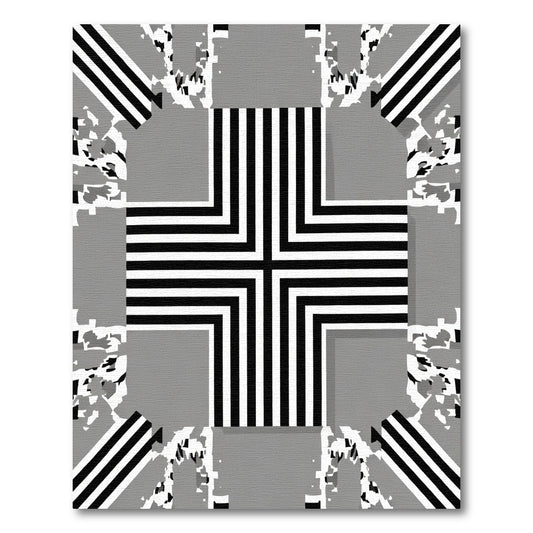 Monochrome Geometric Corner Squares Rug